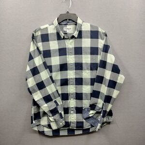 Banana Republic Shirt Men's L Long Sleeve Luxe Flannel Slim Fit Plaid Red Blue